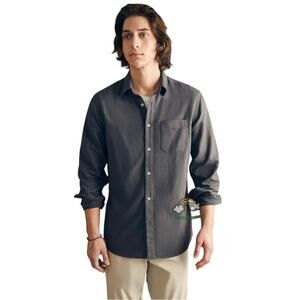 NWT Faherty Men’s Ventura Long Sleeve Button Down Shirt Faded Black Size XXL